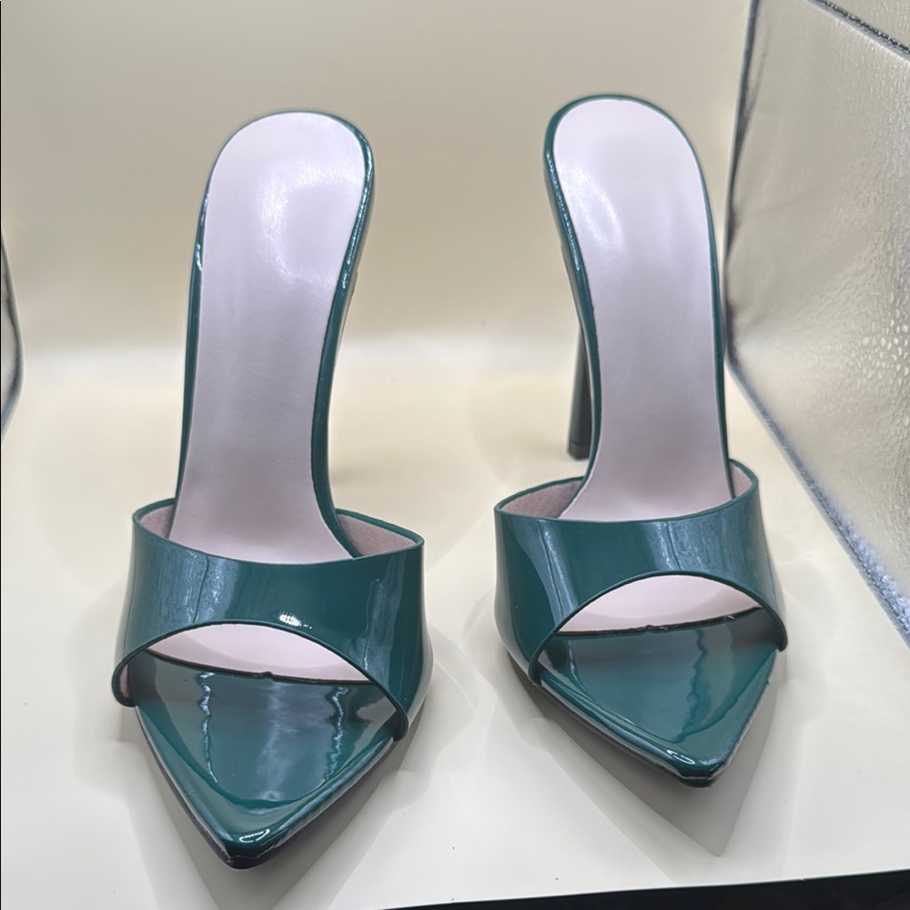 SHEIN Glossy Teal Heels
